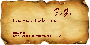 Fadgyas György névjegykártya